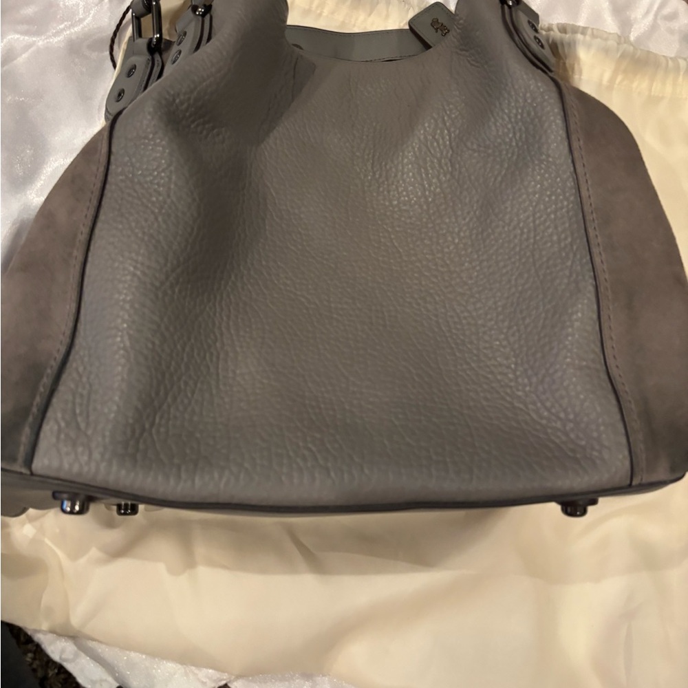 Coach Edie 31 pebbled leather and suede shoulder bag with gun metal